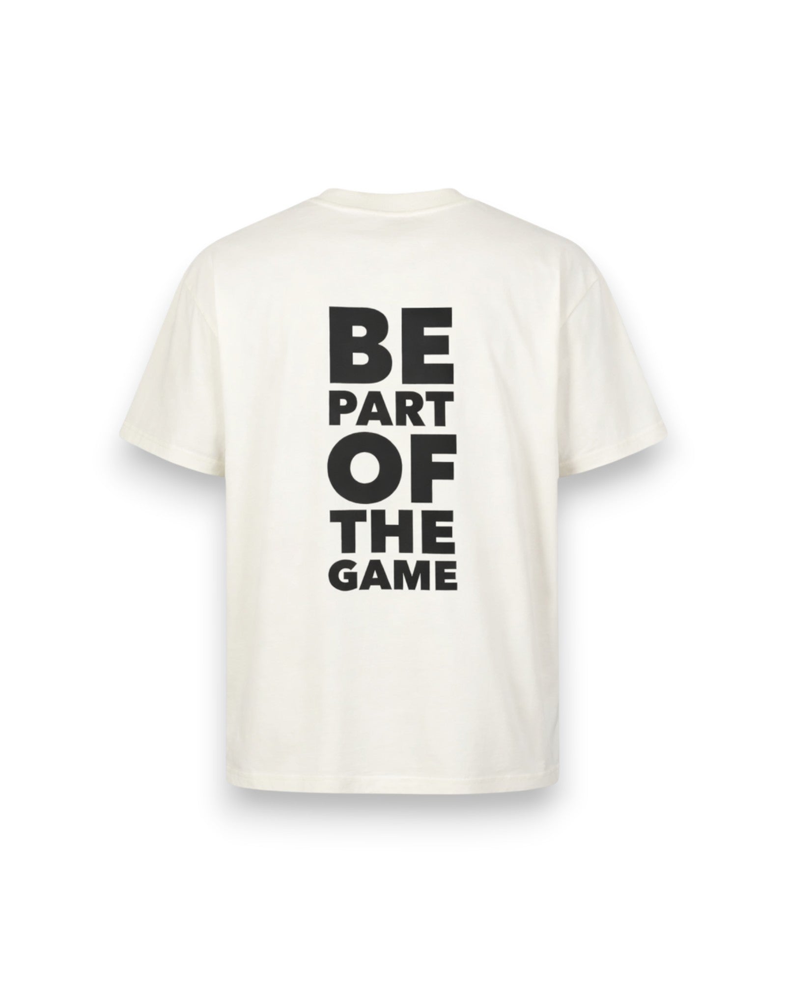 BE PART OF THE GAME Oversized T-Shirt in Creme mit schwarzem Print - Rückansicht