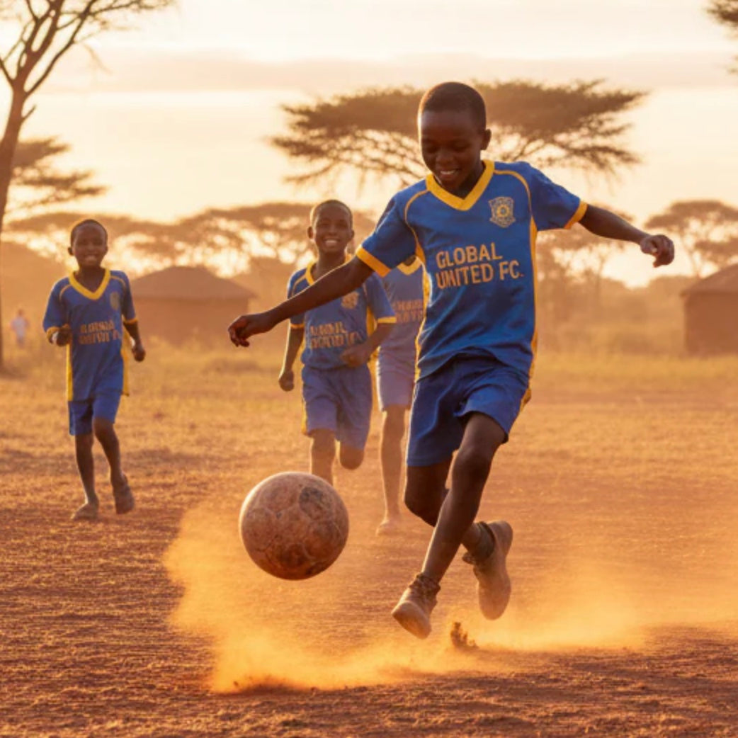 Bilder von Kindern beim Fußballspielen
