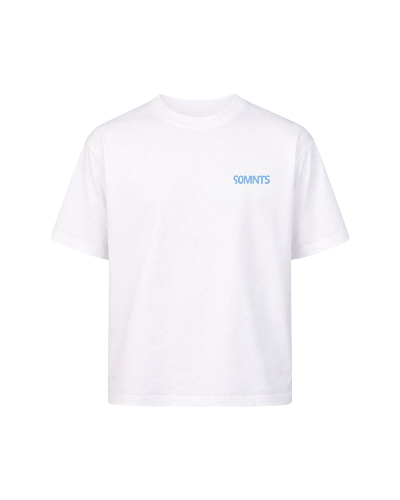 90MNTS T-Shirt in weiß mit kleinem Print in blau