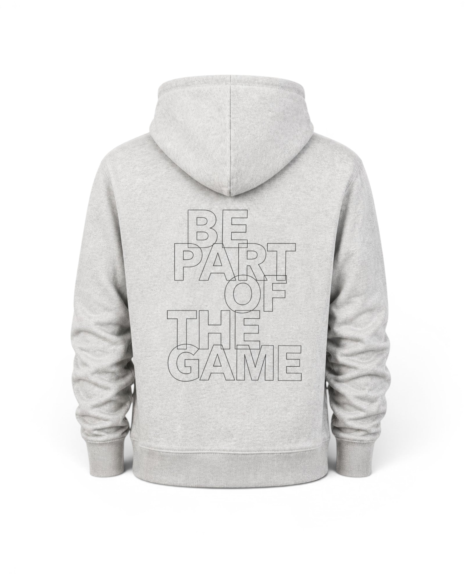 BE PART OF THE GAME Hoodie in Grau mit Print in Schwarz