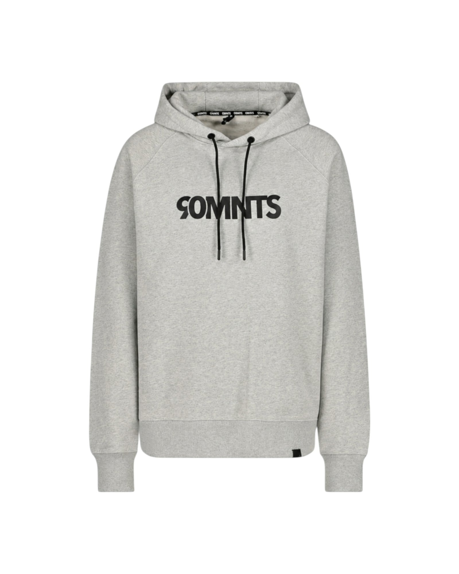 90 Core Hoodie Grey - Schwarzer Print - Frontansicht