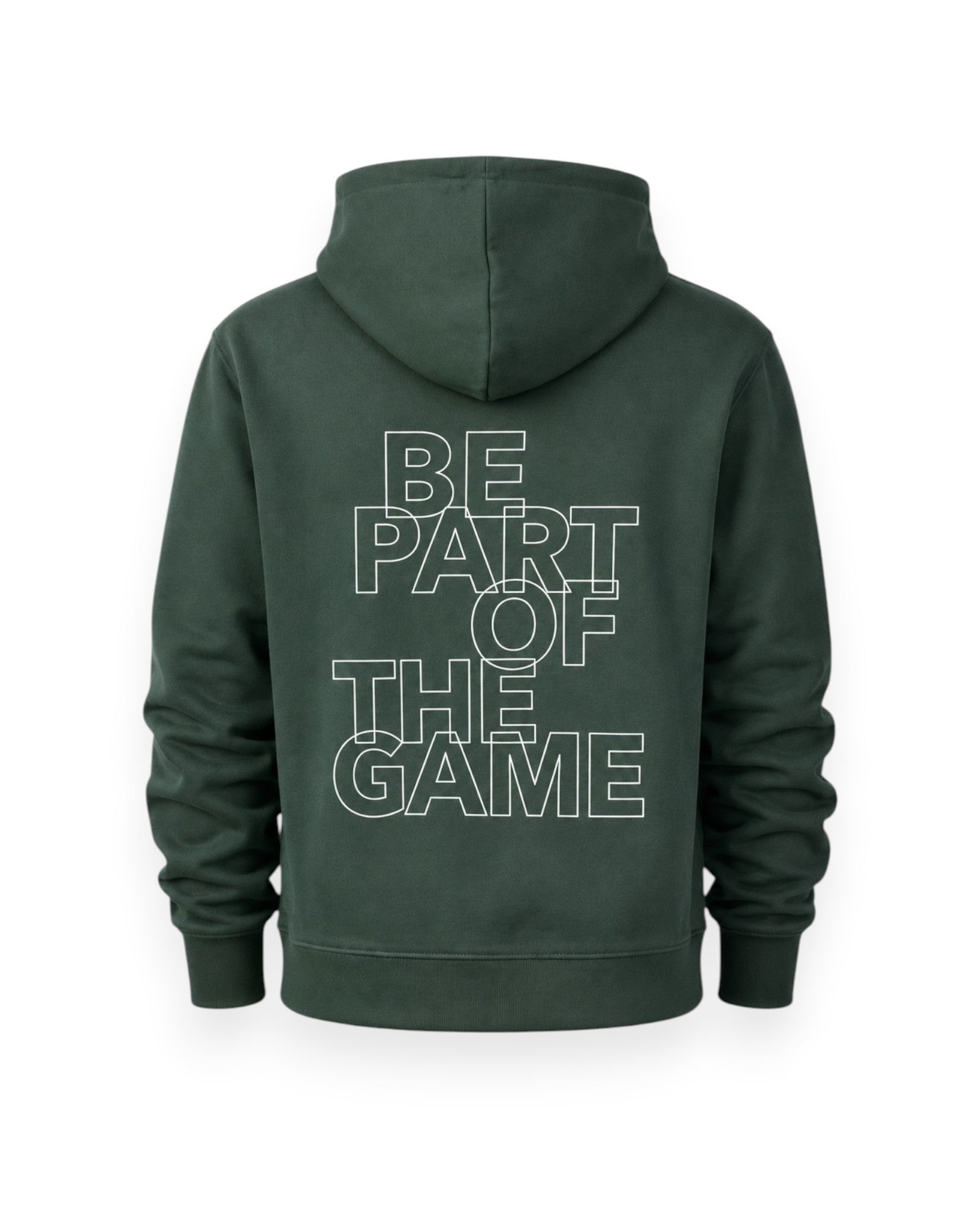 BE PART OF THE GAME Hoodie in Grün mit Backprint in weiß